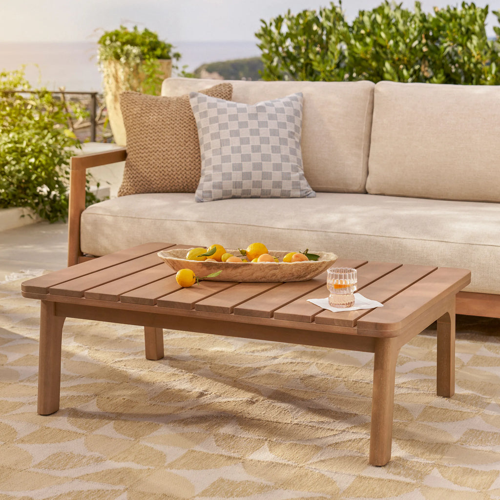 Eli 43" Outdoor Coffee Table - Light Eucalyptus