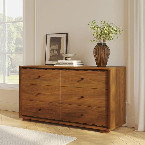 Doe 6-Drawer Double Dresser - Walnut