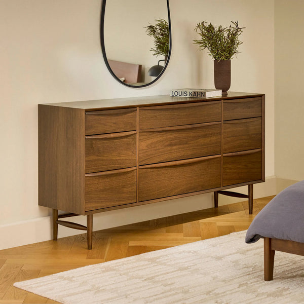 Lena Solid Walnut 9-Drawer Dresser