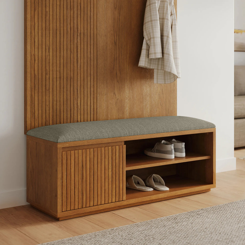 Kove 47" Bench - Smoked Oak and Algonquin Green