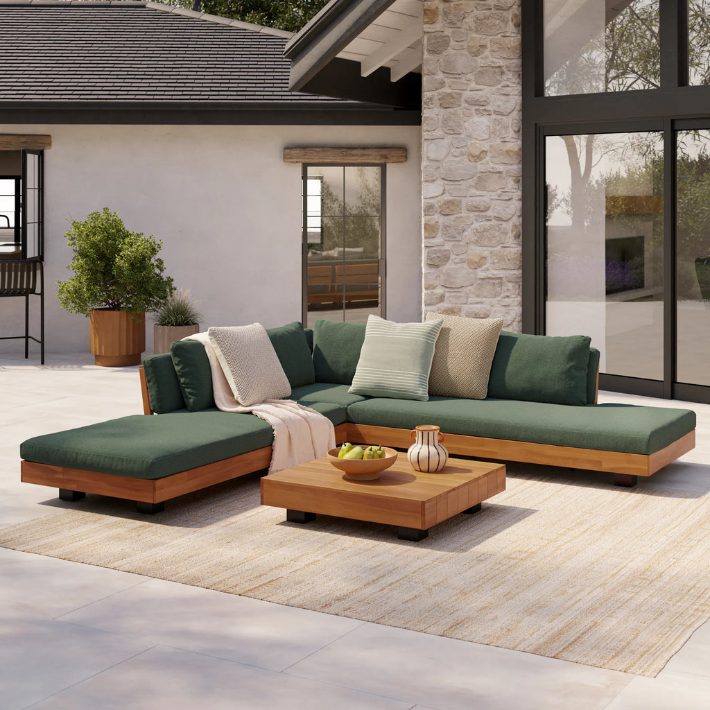 Larek 100.5" Outdoor Low Corner Sectional Set - Dravite Green