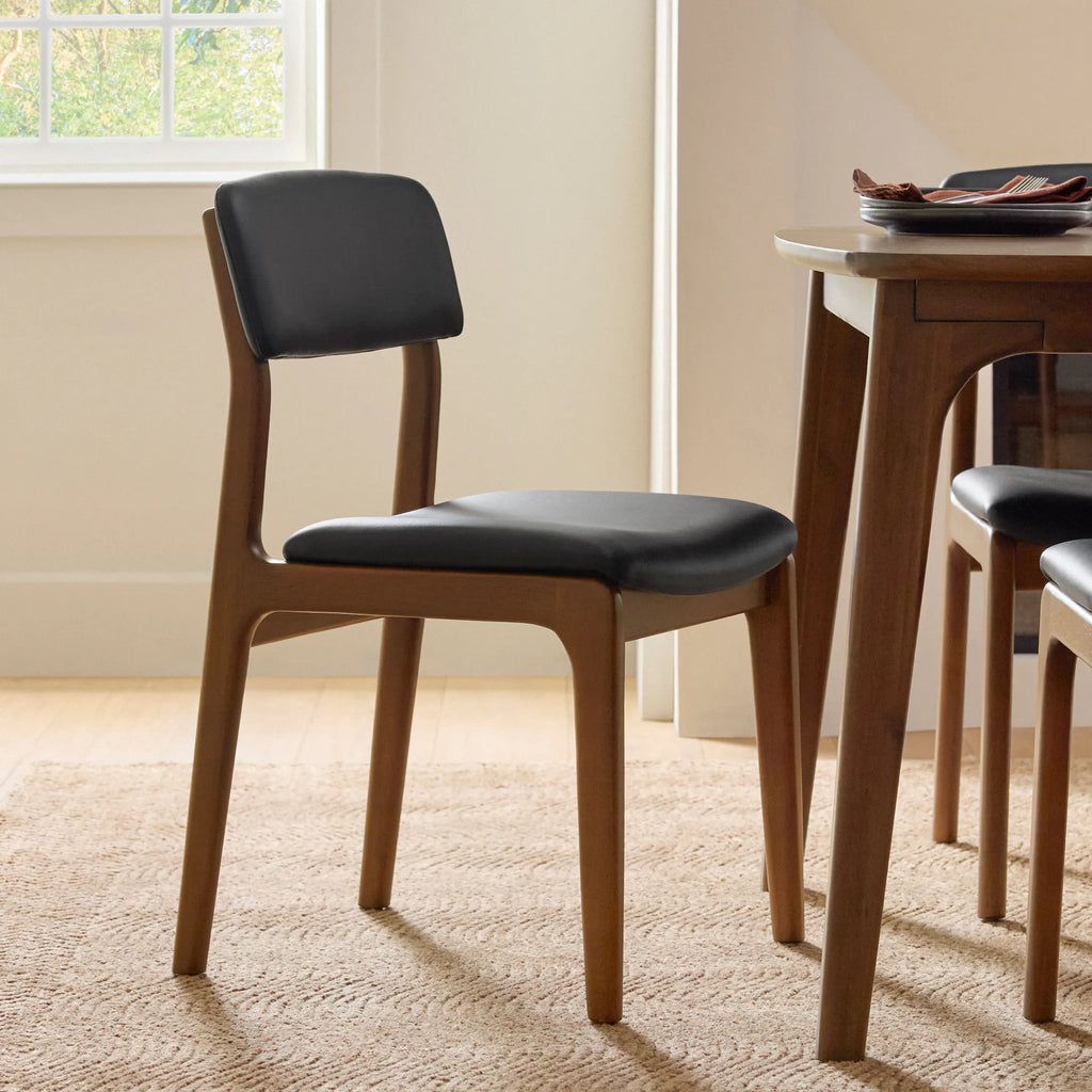 Viola Dining Chair - Walnut and Black Leather (Set of 2)