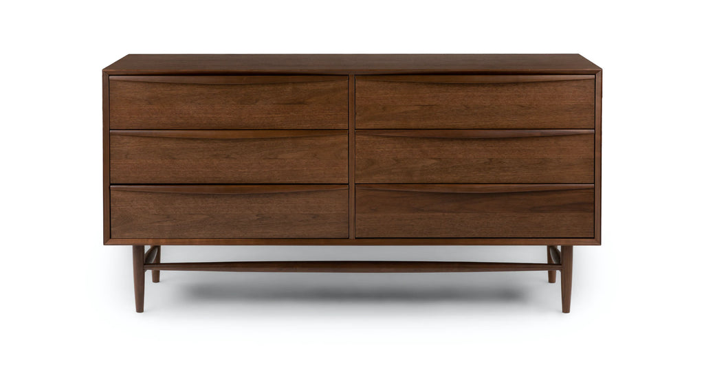 Walnut 6-Drawer Double Dresser