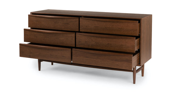 Walnut 6-Drawer Double Dresser