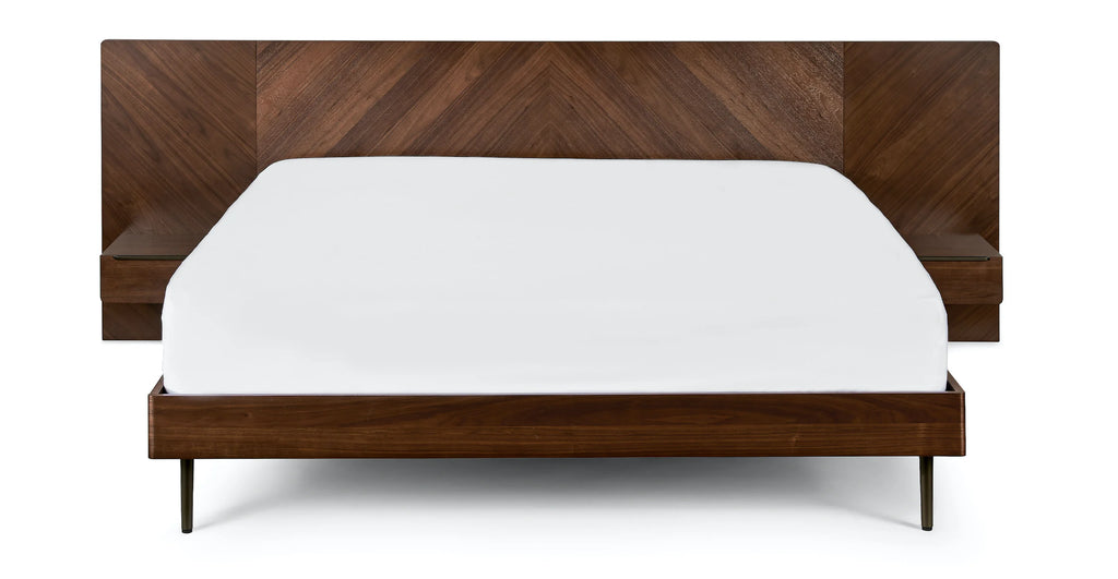 Nera Walnut King Bed with Nightstands