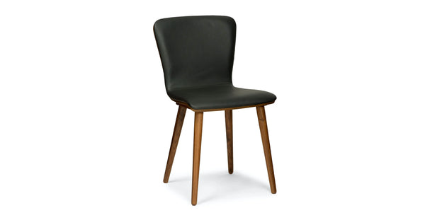 Black Leather Walnut Dining Chair