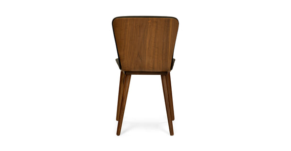 Black Leather Walnut Dining Chair