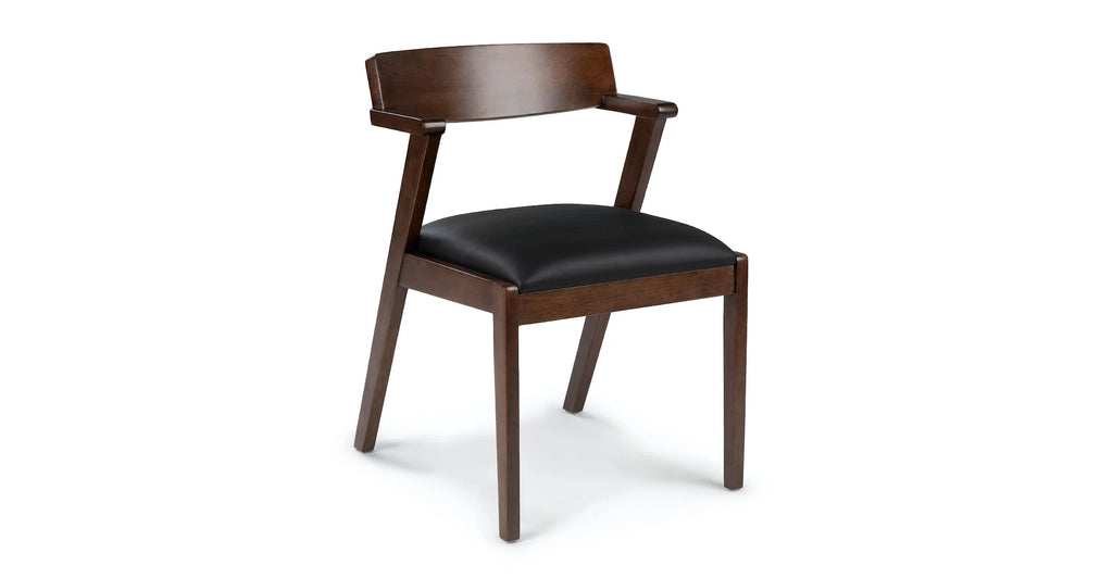 Zola Walnut Black Leather Dining Chair