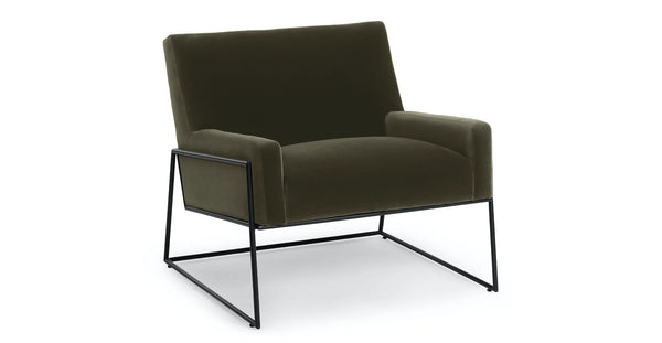 Black Steel & Juniper Green Velvet Lounge Chair