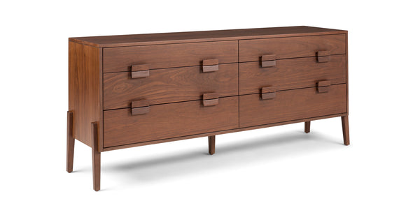 Walnut 6-Drawer Double Dresser (Scratches)