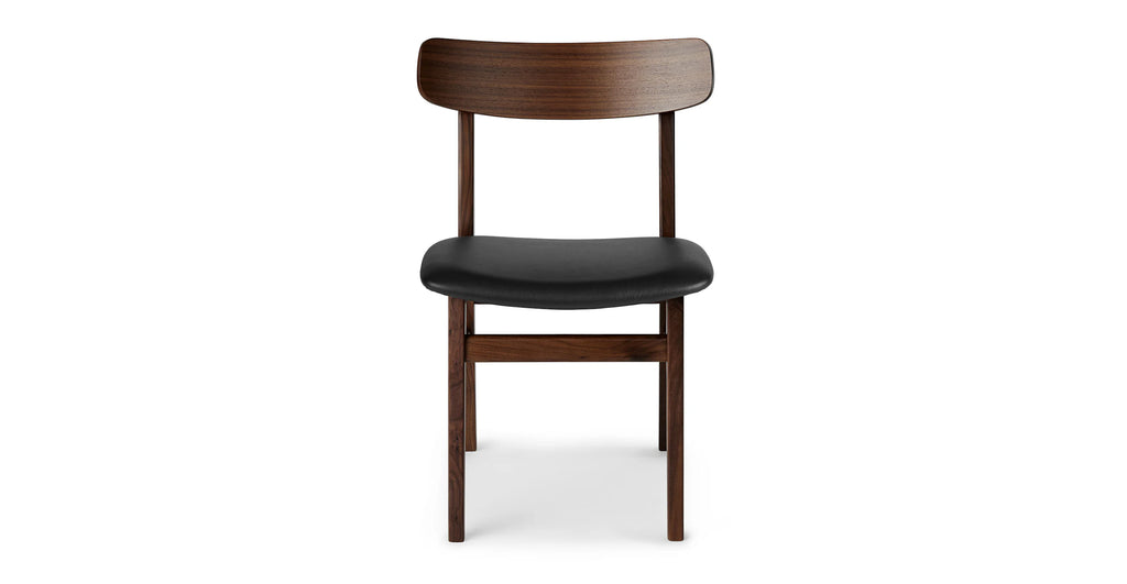 Ecole Walnut Black Leather Dining Chair