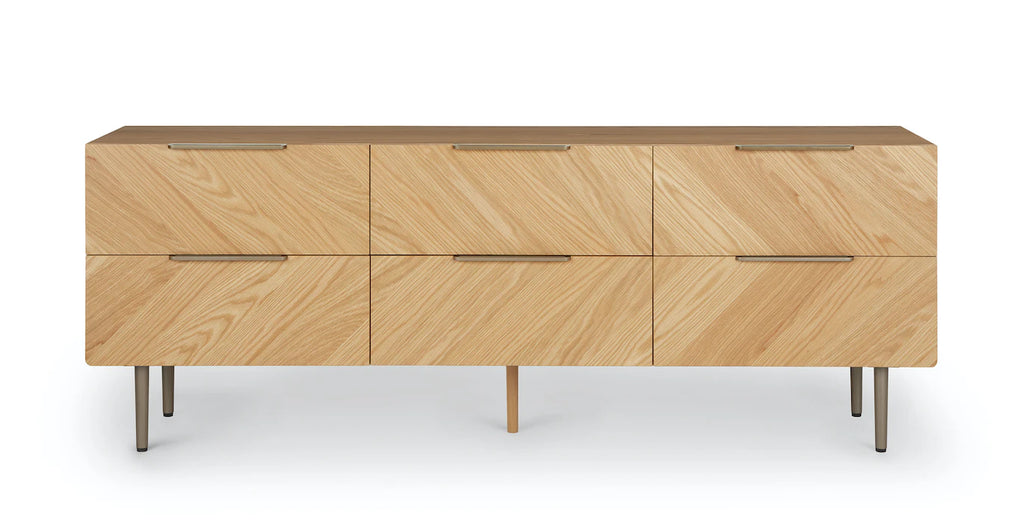 Oak 6-Drawer Low Double Dresser (No legs)