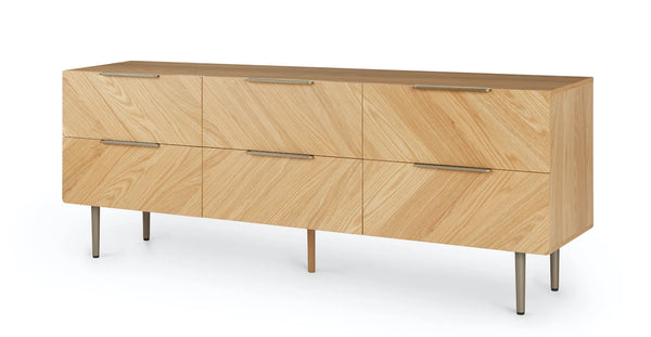Oak 6-Drawer Low Double Dresser (No legs)