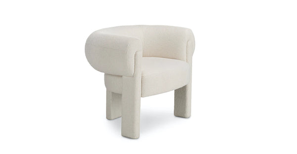 Ivory Wool Bouclé Lounge Chair