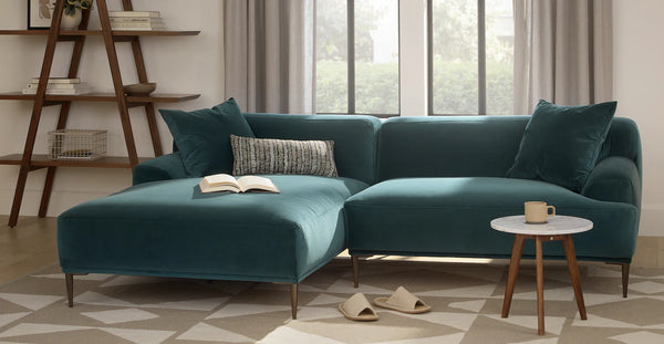 Plush Pacific Blue Left Sectional