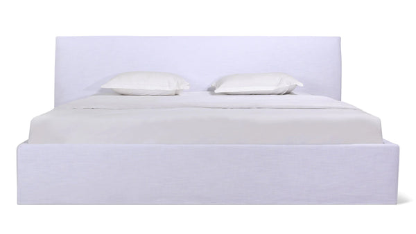 Wave White King Bed with Storage