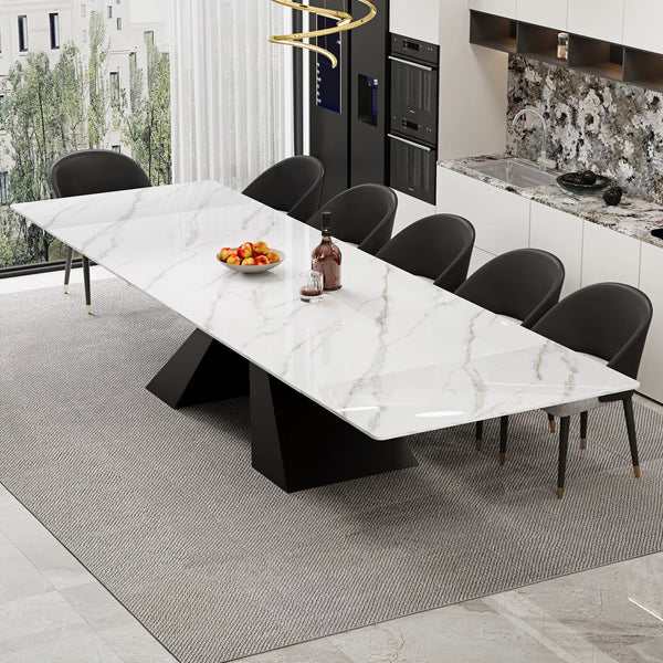 Joceline 78.74'' to 110.23” Extendable Rectangular Sintered Stone Dining Table For 10-12