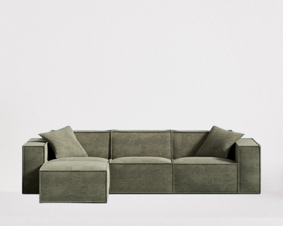 Krypton Green Box Style 4-Piece Sectional