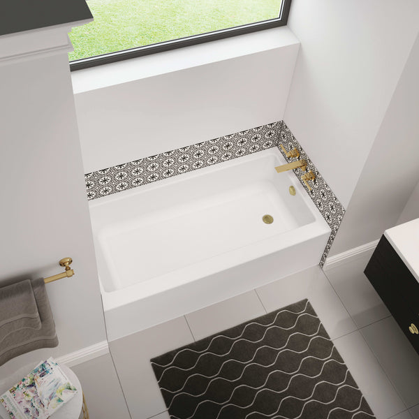 Rubix Access 6030 Acrylic Alcove Right-Hand Drain Bathtub in White