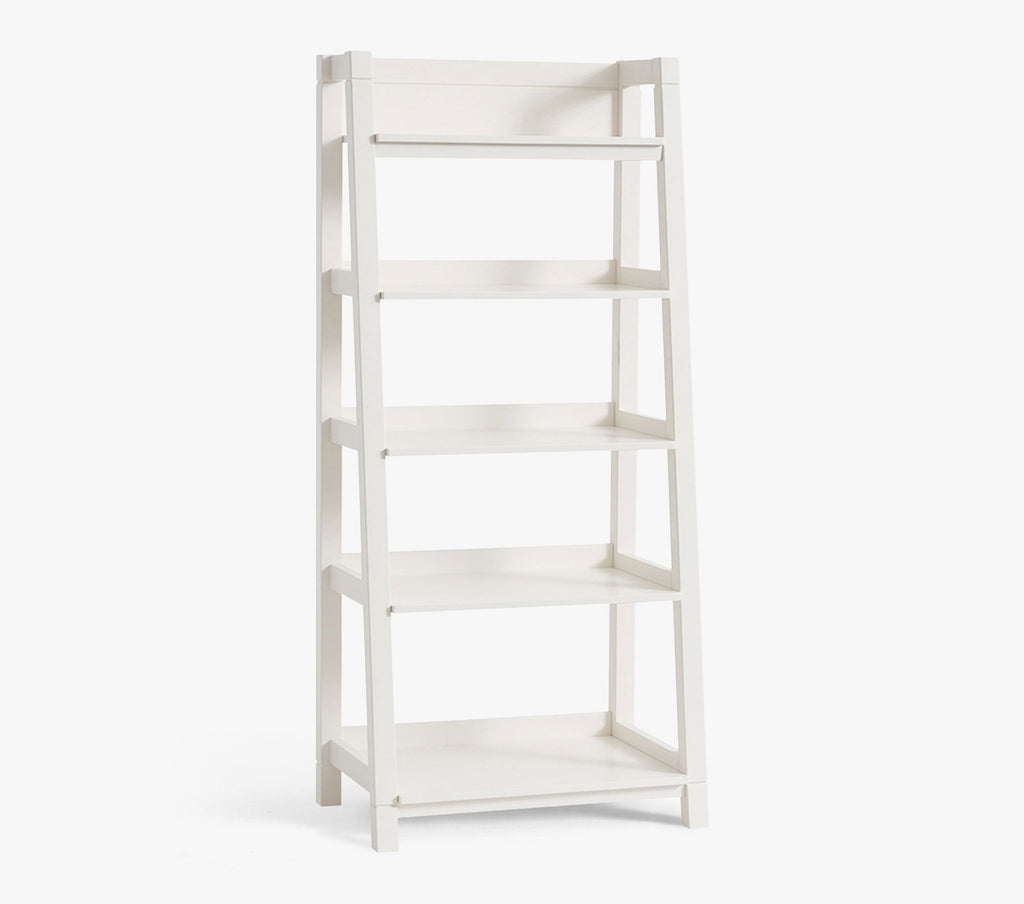 Morgan Leaning Bookcase- Simply White