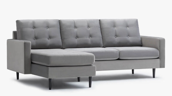 Madison Velvet Grey Sectional Left Chaise