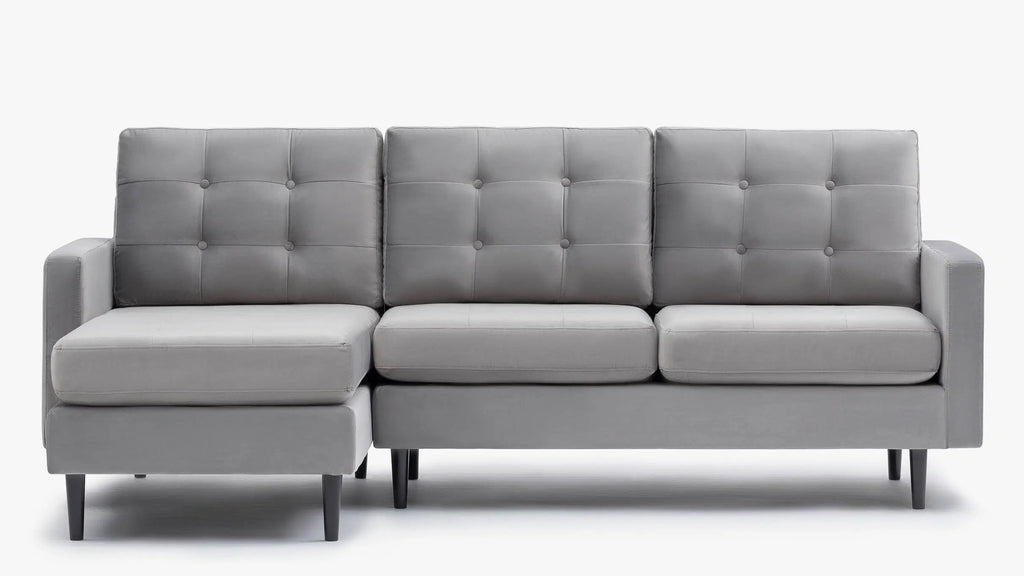 Madison Velvet Grey Sectional Left Chaise