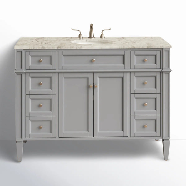 Rivers 48'' Single Bathroom Vanity with Carrara Marble Top Grey