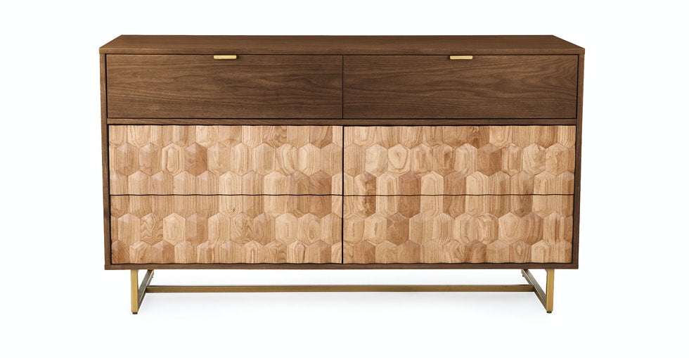 Walnut Geo 6-Drawer Double Dresser