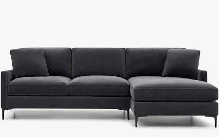 Kennedy Sectional Plush Charcoal Right Facing