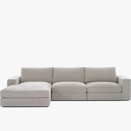 Sydney 3-Piece Grey Left Chaise Sectional - Wooden Frame