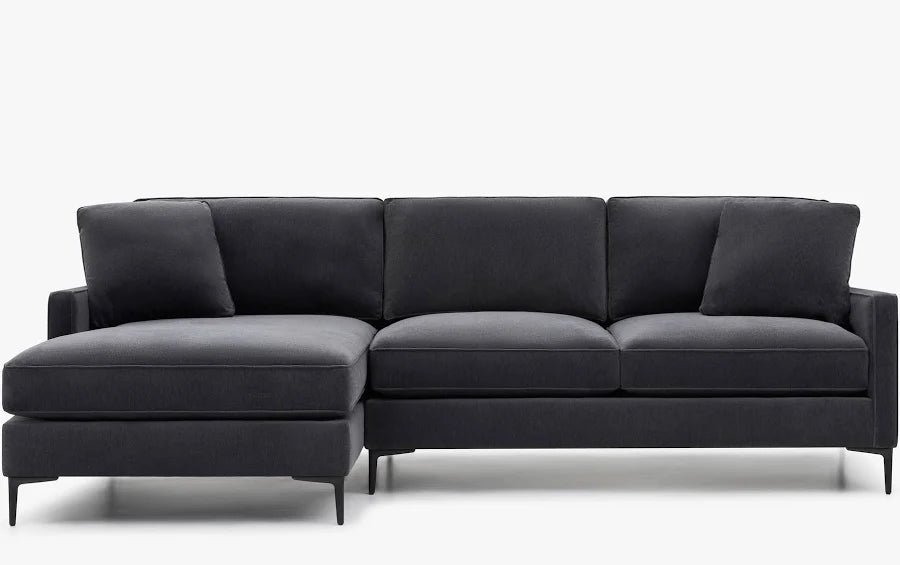 Kennedy Sectional Plush Charcoal Left Facing