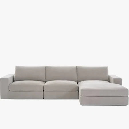 Sydney 3-Piece Grey Right Chaise Sectional -  Wooden Frame