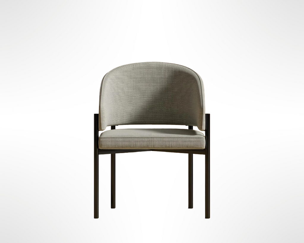 Sola Dove Linen Dining Chair - Black Base