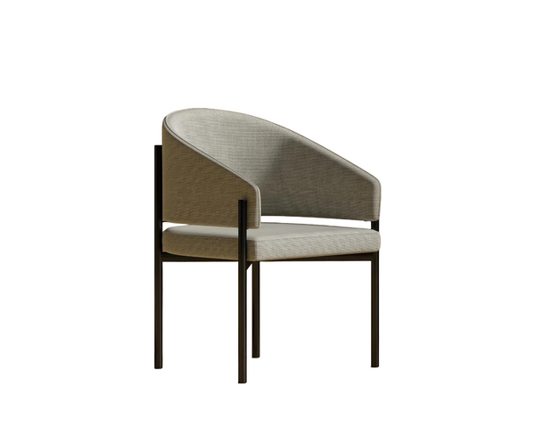 Sola Dove Linen Dining Chair - Black Base