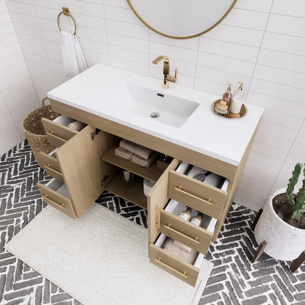 Spring 47.2'' Single Bathroom Vanity with Acrylic Top Teak Oak
