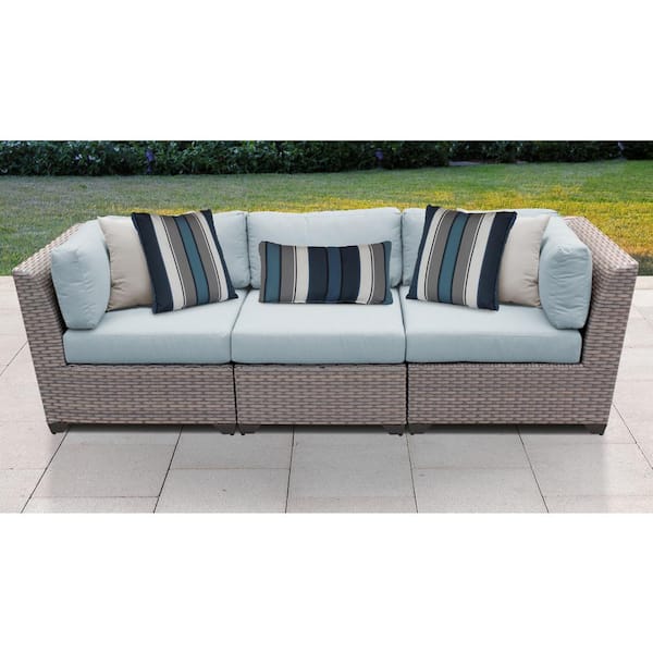 Florence 3-Piece Wicker Outdoor Sectional Sofa with Cushions