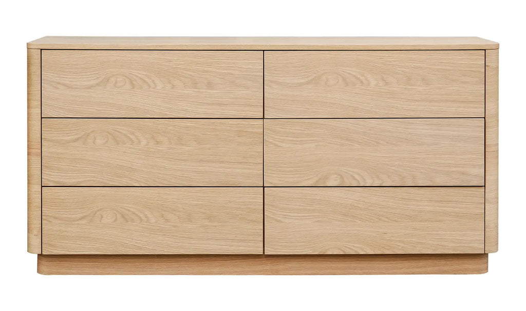 Round Off Oak 6-Drawer Dresser