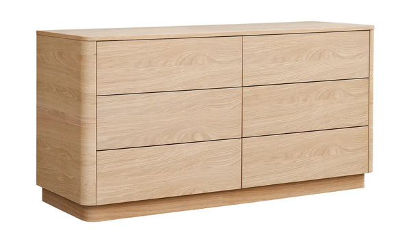 Round Off Oak 6-Drawer Dresser